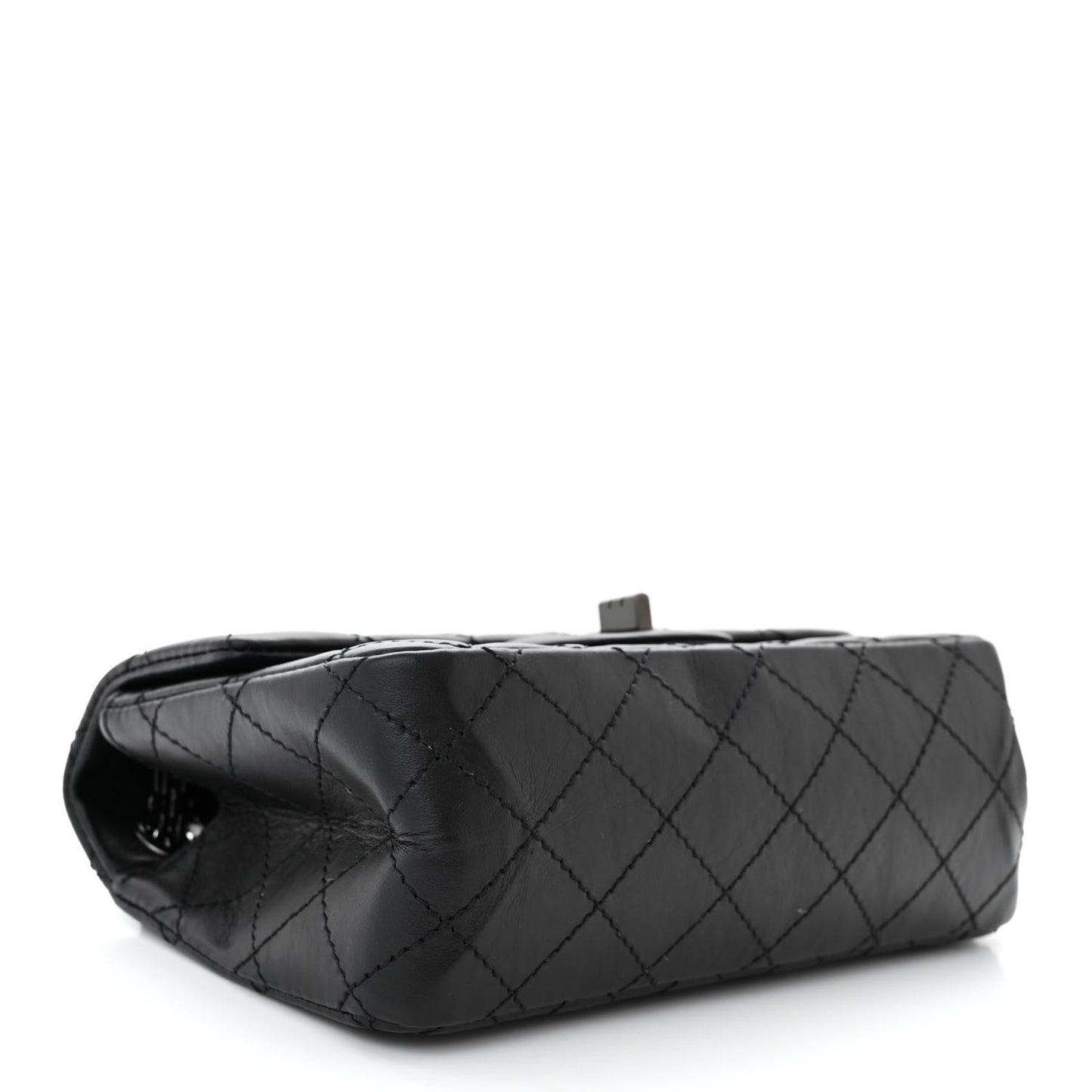 Aged Calfskin Quilted 2.55 Reissue Mini Flap So Black