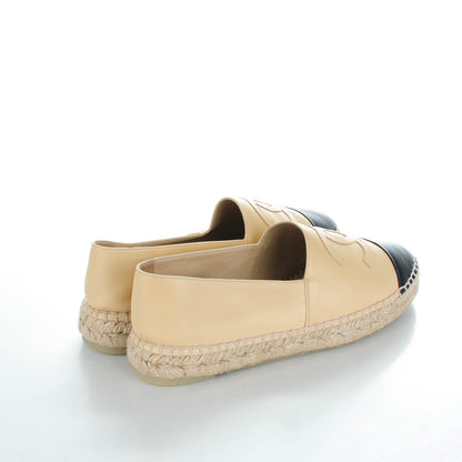 Chanel Lambskin CC Espadrilles 39 Beige Black 4 of 8