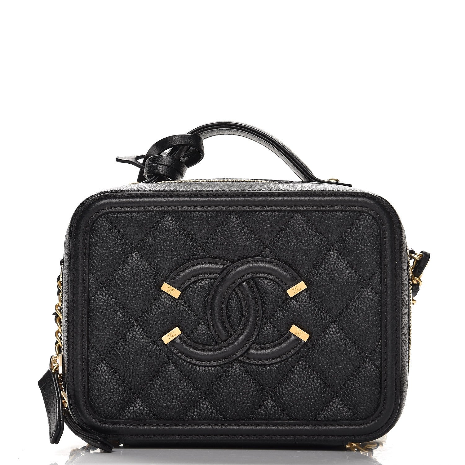 Chanel Caviar Quilted Small CC Filigree Vanity Case Black 4 of 10