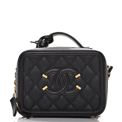 Chanel Caviar Quilted Small CC Filigree Vanity Case Black 4 of 10