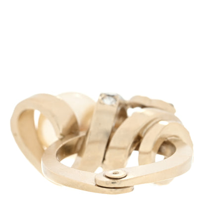 Chanel Crystal Pearl CC Ring 52/6 Gold 3 of 4