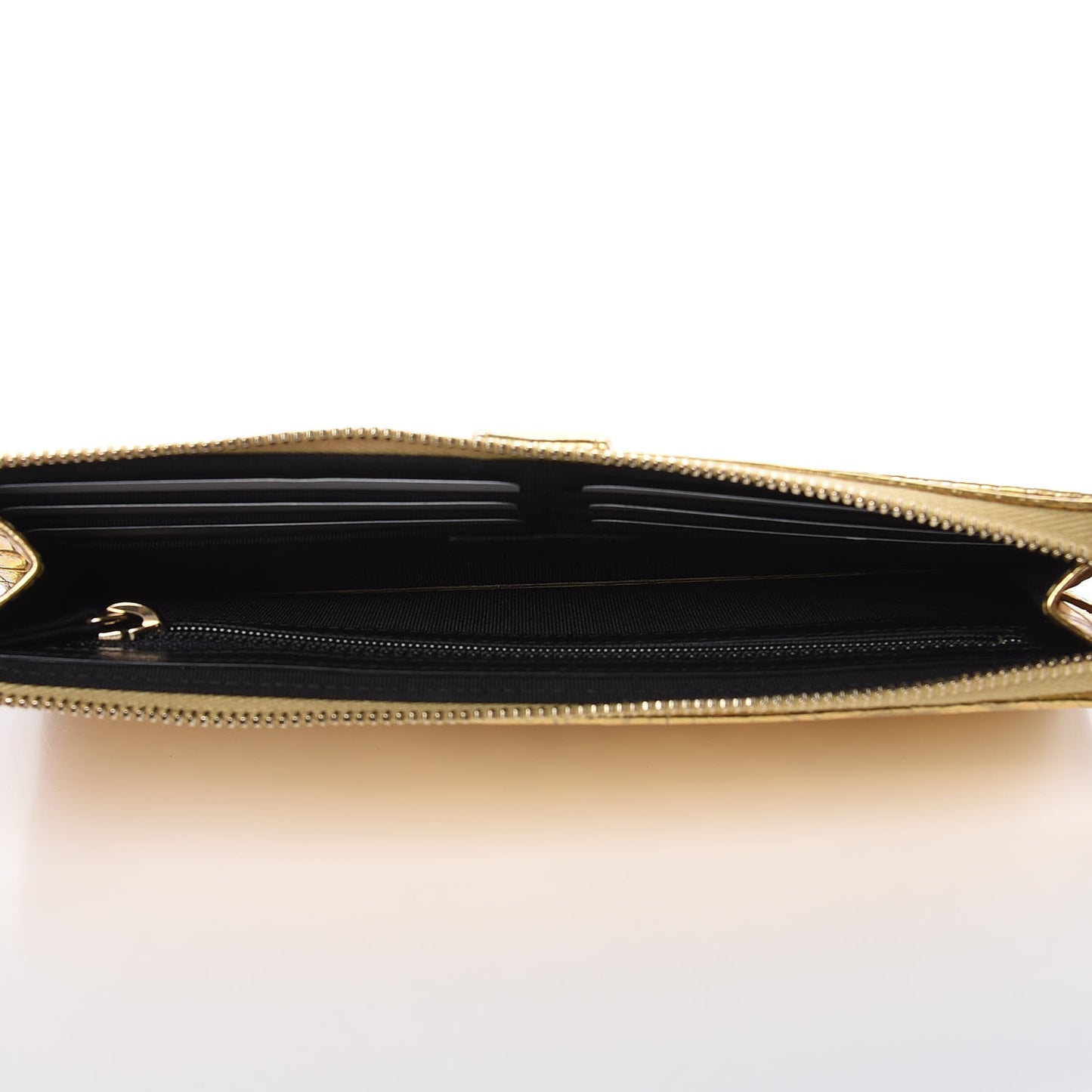 Calfskin Crocodile Embossed Cocodile Pouch With Chain Handle Gold