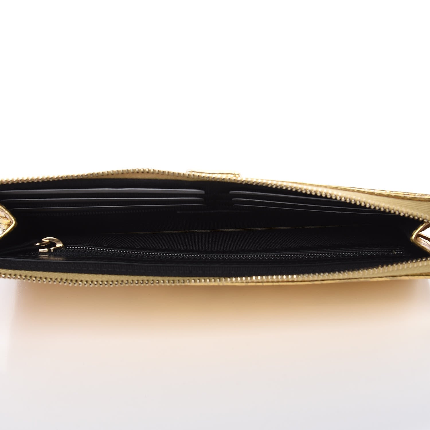 Chanel Calfskin Crocodile Embossed Cocodile Pouch With Chain Handle Gold 5 of 7