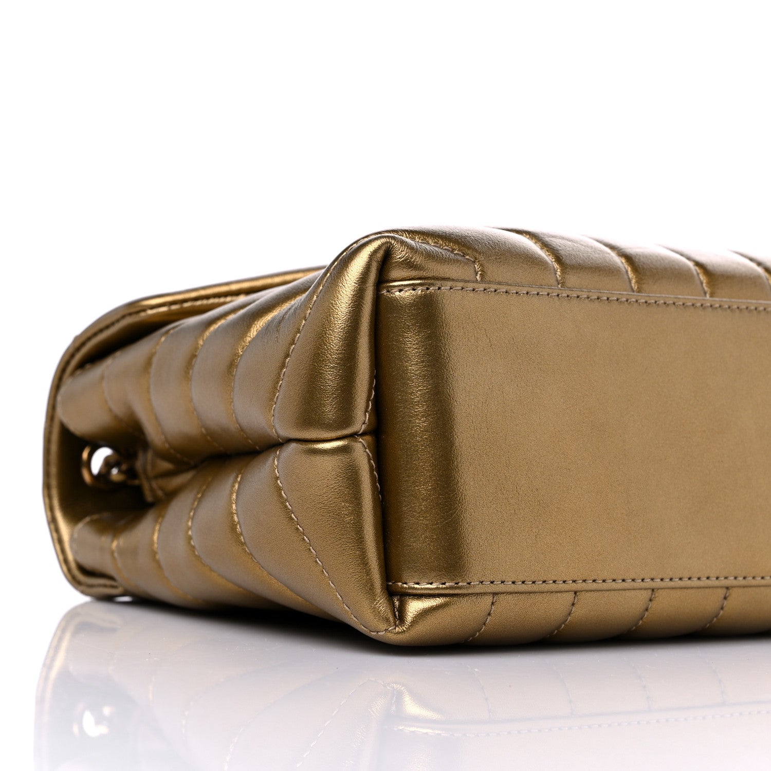 Saint Laurent Metallic Calfskin Y Quilted Small Loulou Monogram Chain Satchel Brome 9 of 10