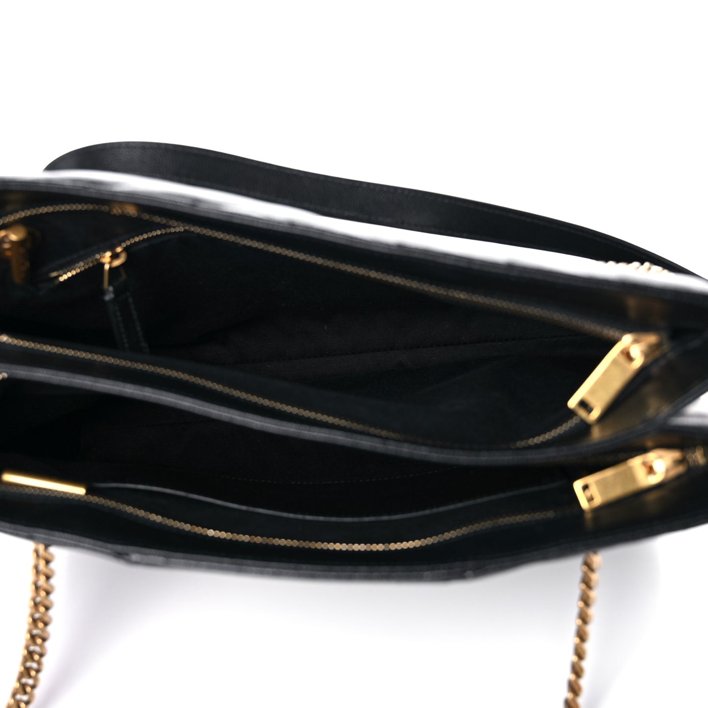 Grain De Poudre Matelasse Chevron Medium Tribeca Shopping Bag Black