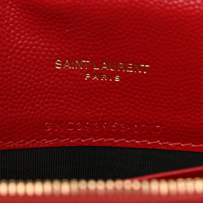 Saint Laurent Grain De Poudre Matelasse Chevron Monogram Envelope Chain Wallet New Red 7 of 15