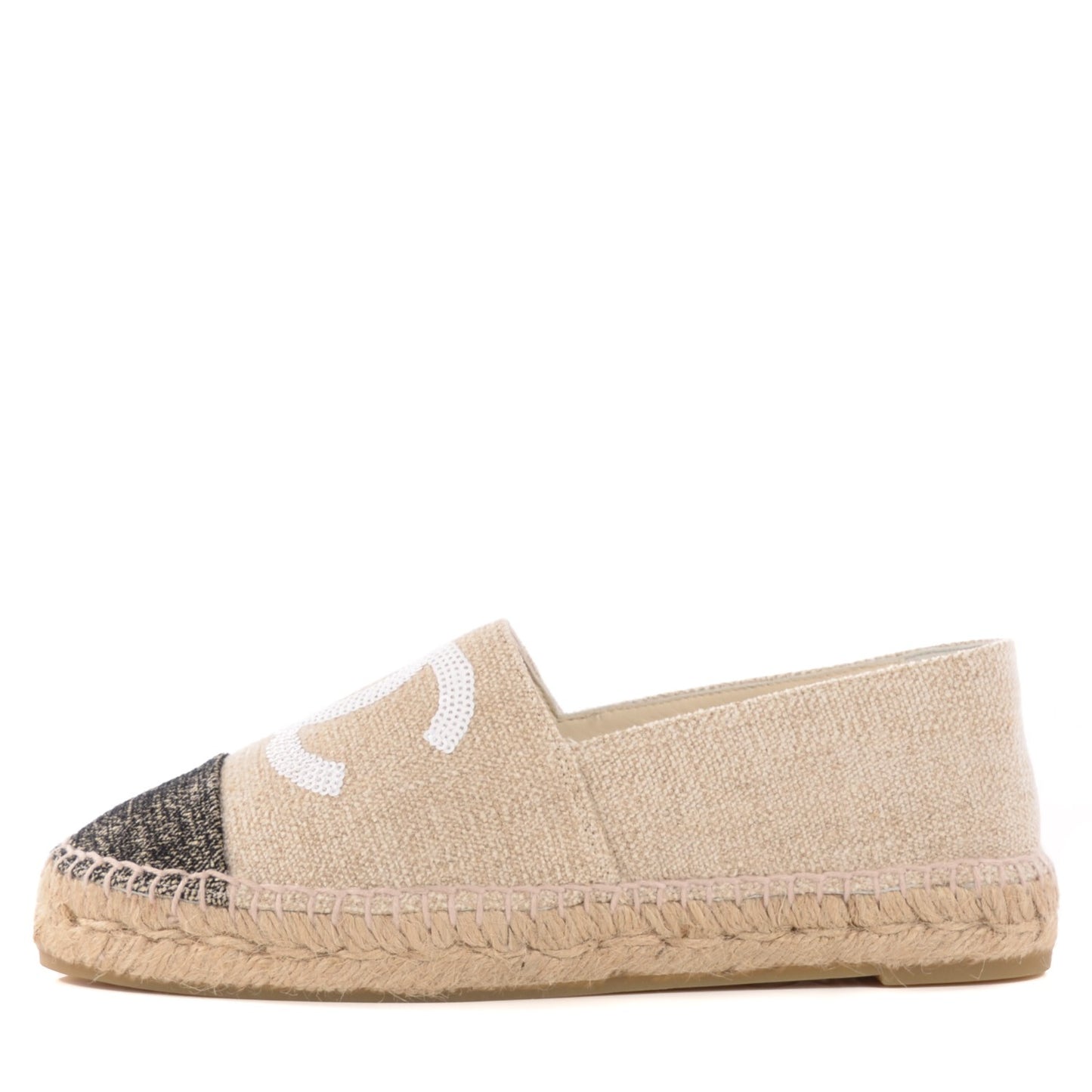 Toile Sequin CC Espadrilles 38 Beige Black