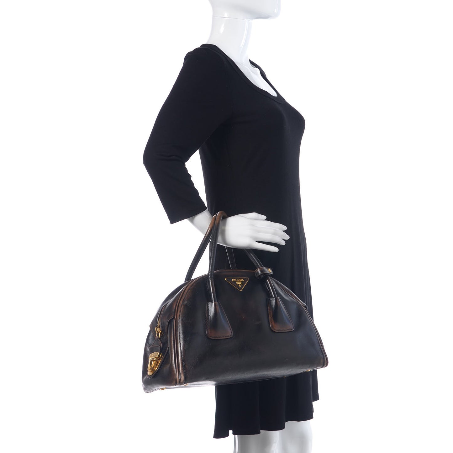 Vitello Vintage Bowling Bag Black