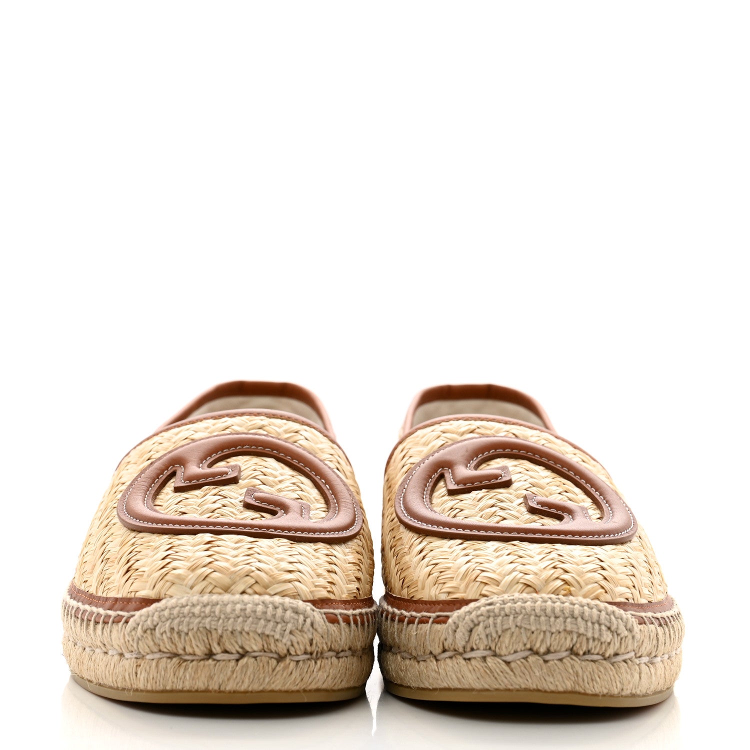 Gucci Raffia Harness Calfskin Interlocking G Mens Espadrilles 10 Palmi Naturale Harness Brown 3 of 10