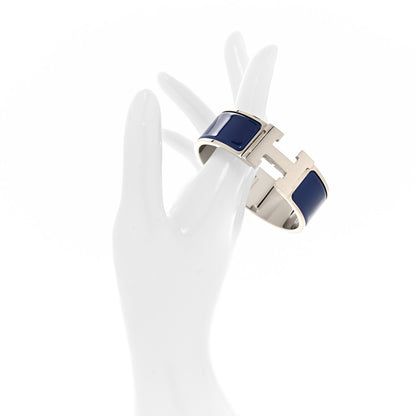 Hermes Enamel Wide Clic Clac H Bracelet PM Bleu Indigo 2 of 5