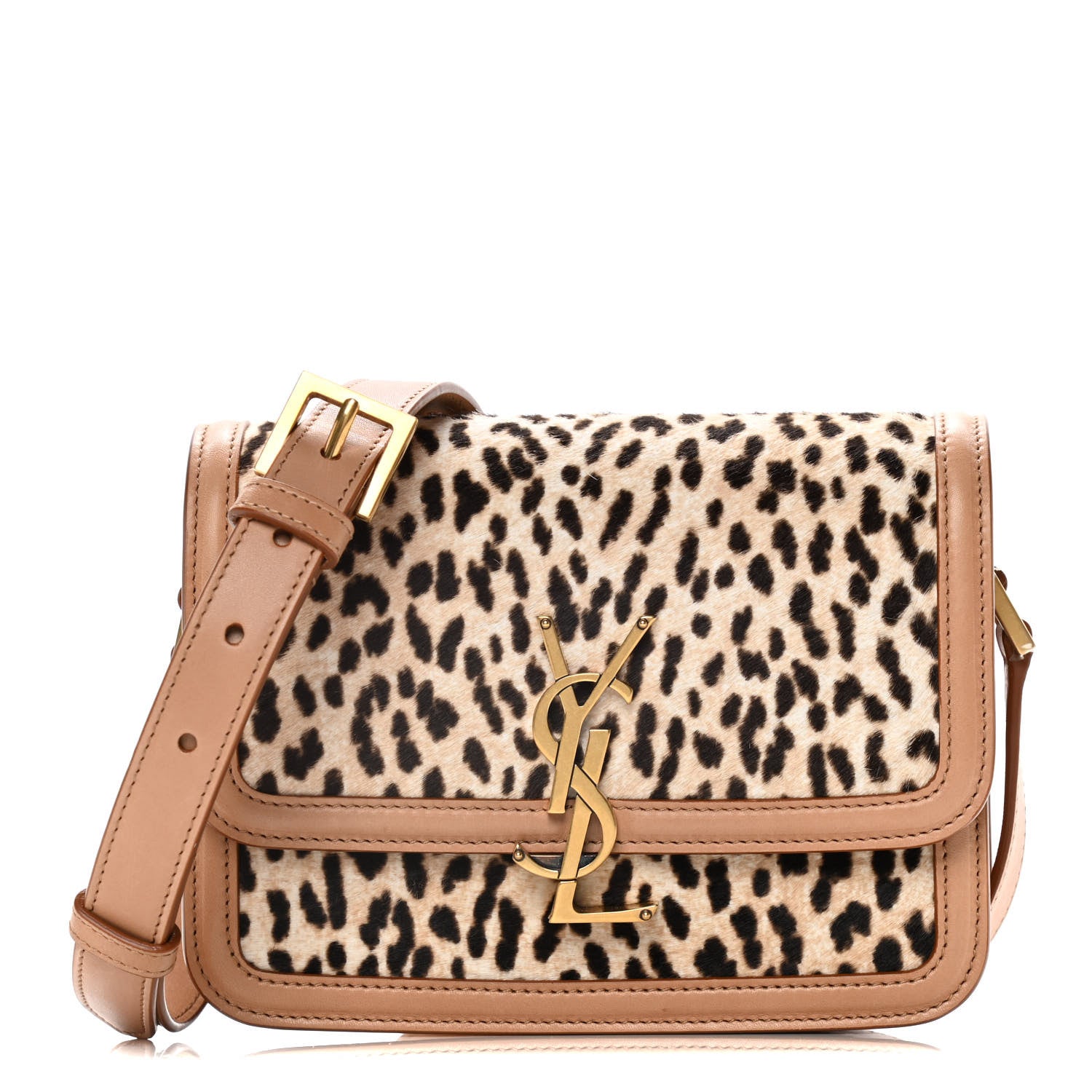 Saint Laurent Calfskin Hair Leopard Print Small Solferino Satchel Dust White 1 of 18