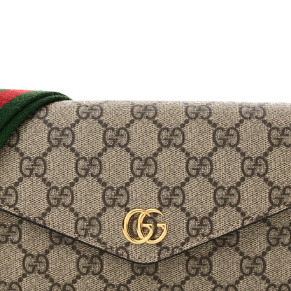 Gucci GG Supreme Monogram Textured Dollar Calfskin Web Mini Ophidia Envelope Shoulder Bag Beige Ebony 8 of 11