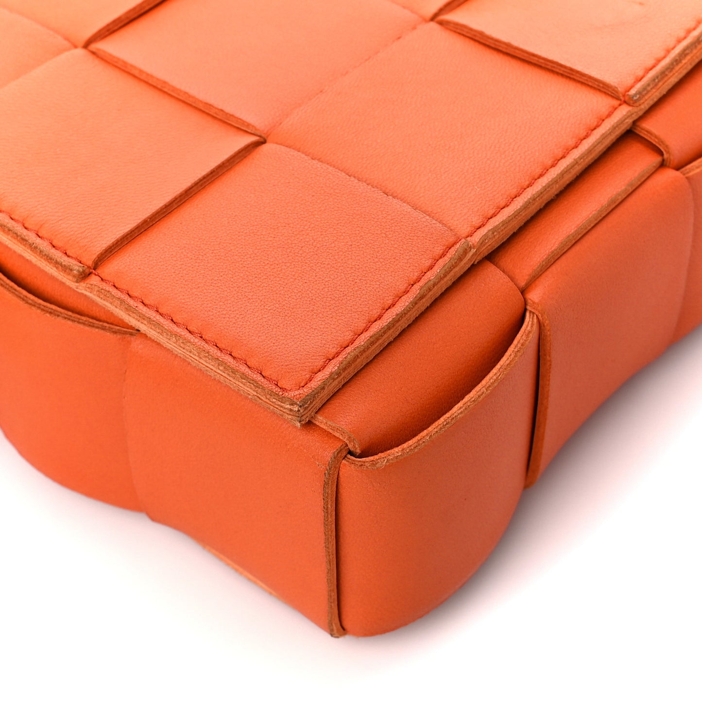 Lambskin Maxi Intrecciato Cassette Crossbody Bag Orange