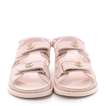 Chanel Calfskin Printed Velcro Dad Sandals 37 Pink 2 of 9