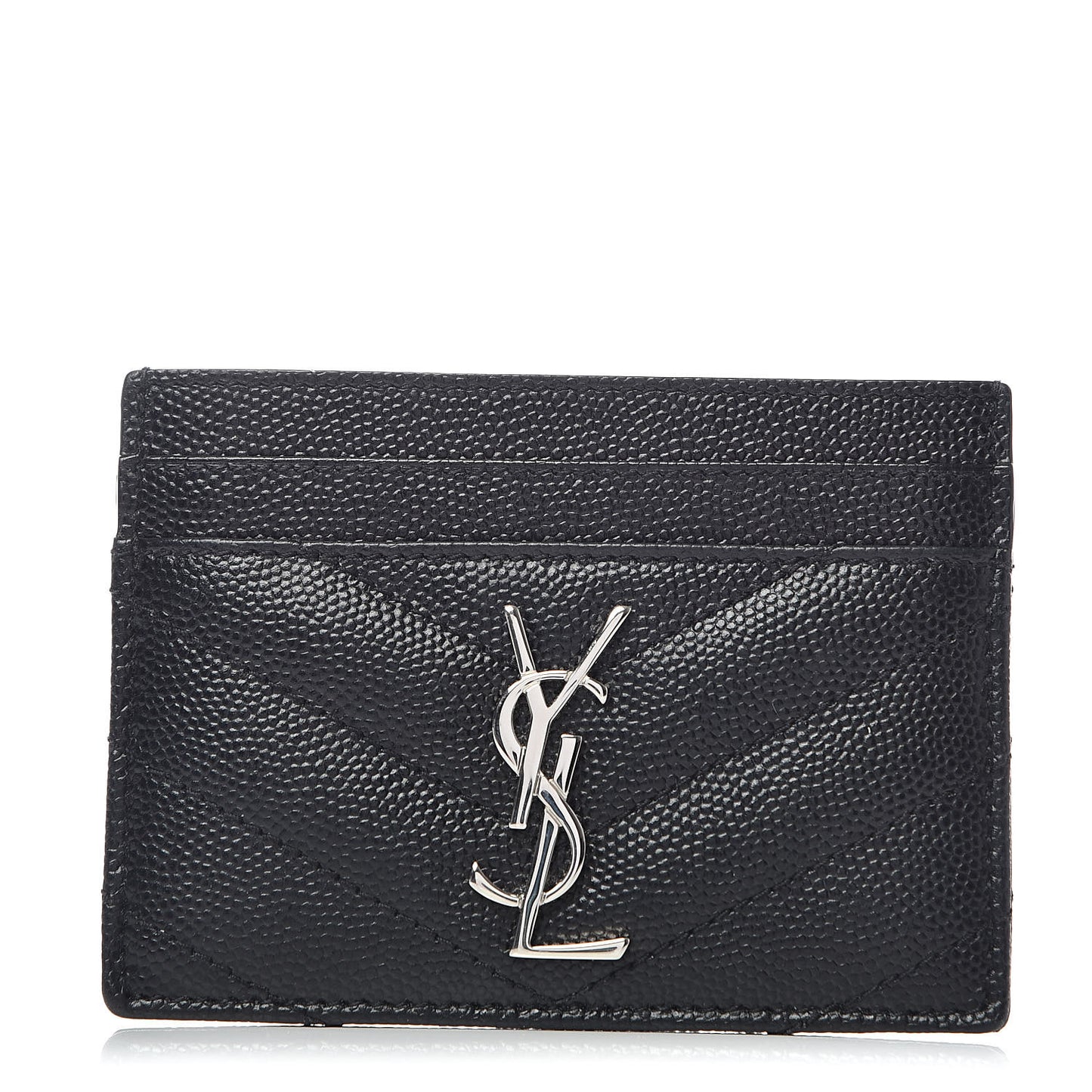 Grain De Poudre Matelasse Chevron Monogram Credit Card Case Black
