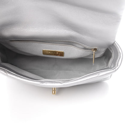 Chanel Metallic Goatskin Quilted Medium 19 Flap Silver 5 of 11