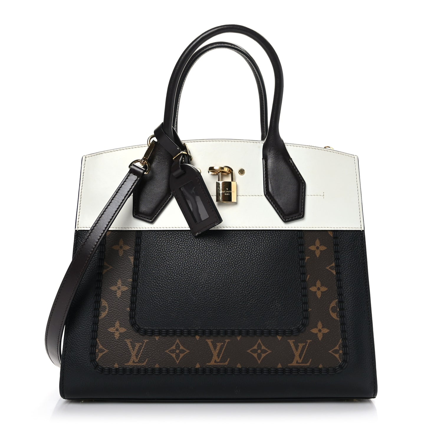 Calfskin Monogram City Steamer MM Black White