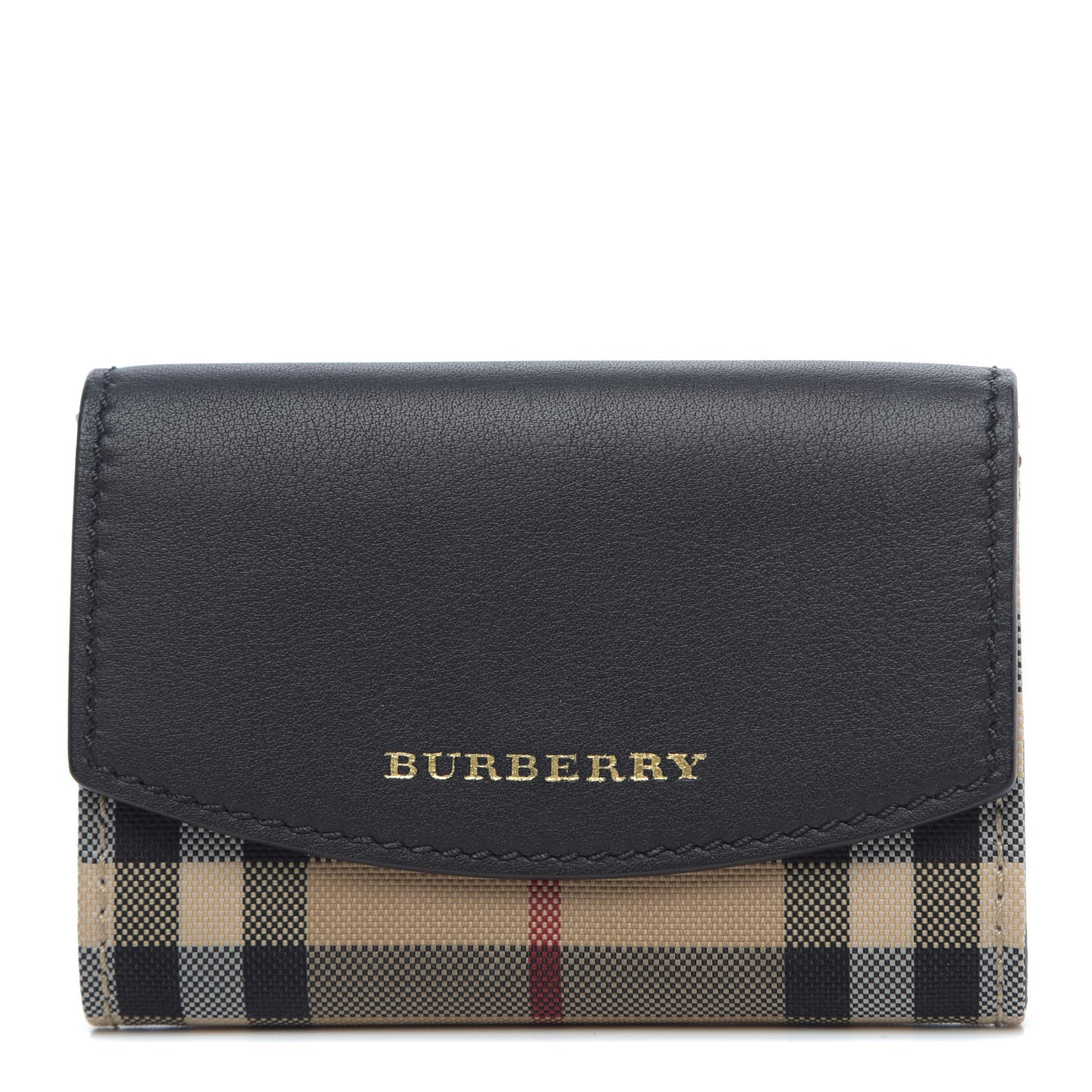 Calfskin House Check Chesam Card Case Black
