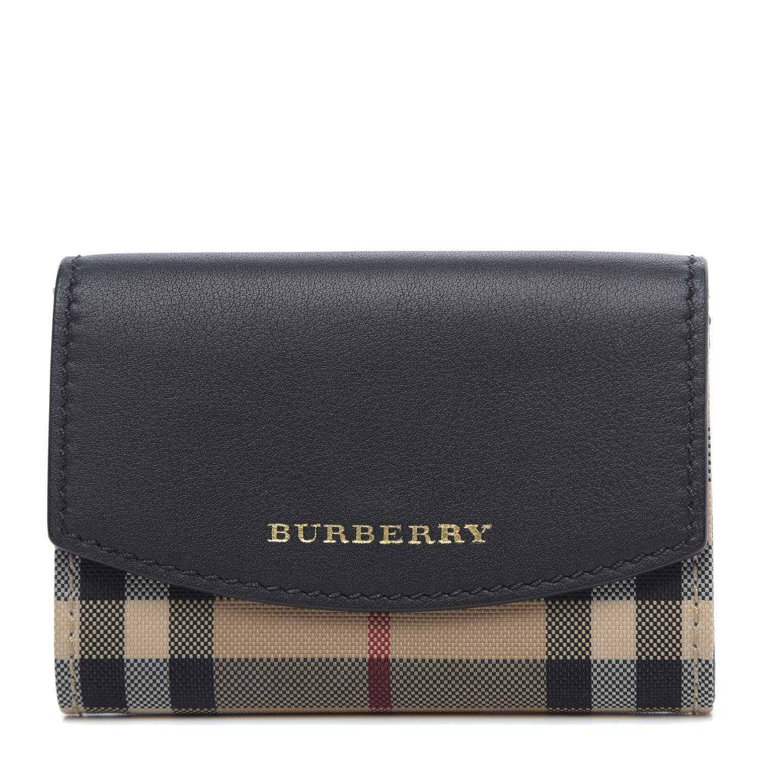 Burberry Calfskin House Check Chesam Card Case Black 1 of 7
