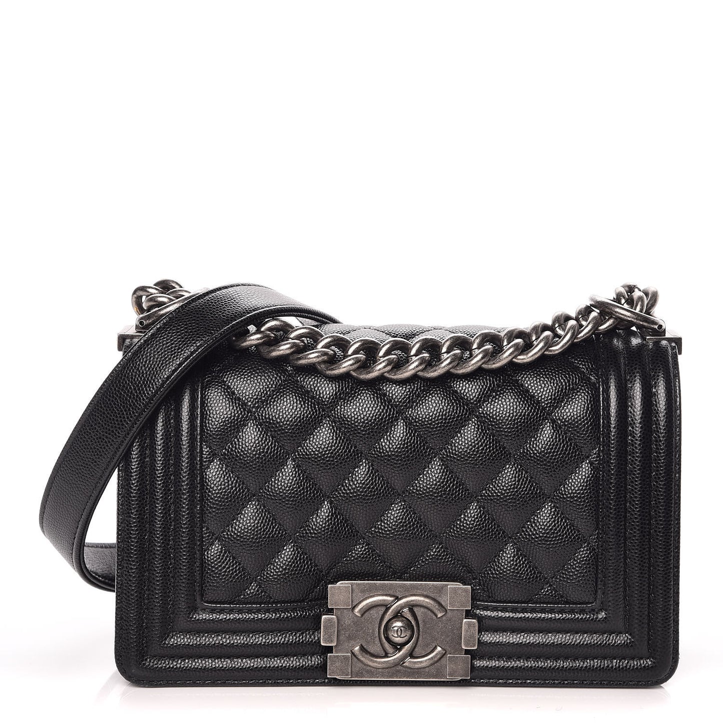 Caviar Quilted Small Boy Flap Black