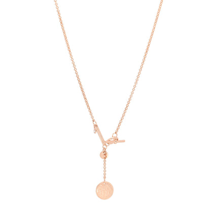 Hermes 18K Rose Gold Diamond PM Ex-Libris Pendant Necklace 1 of 5