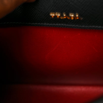 Prada Saffiano Cuir Small Double Bag Black Fuoco 9 of 9