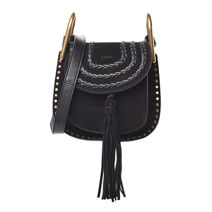 Chloe Suede Calfskin Braided Mini Hudson Shoulder Bag Black 1 of 9