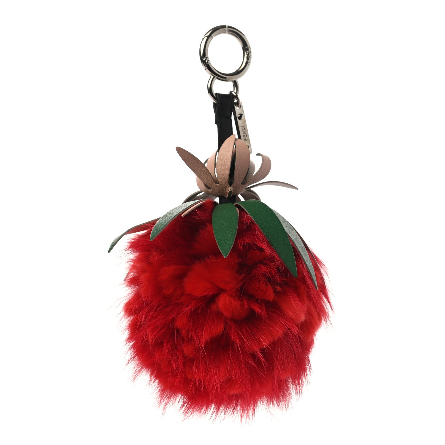 Fendi Fox Rabbit Fur Nappa Pineapple Bag Charm Rosso Cactus Multicolor 1 of 4