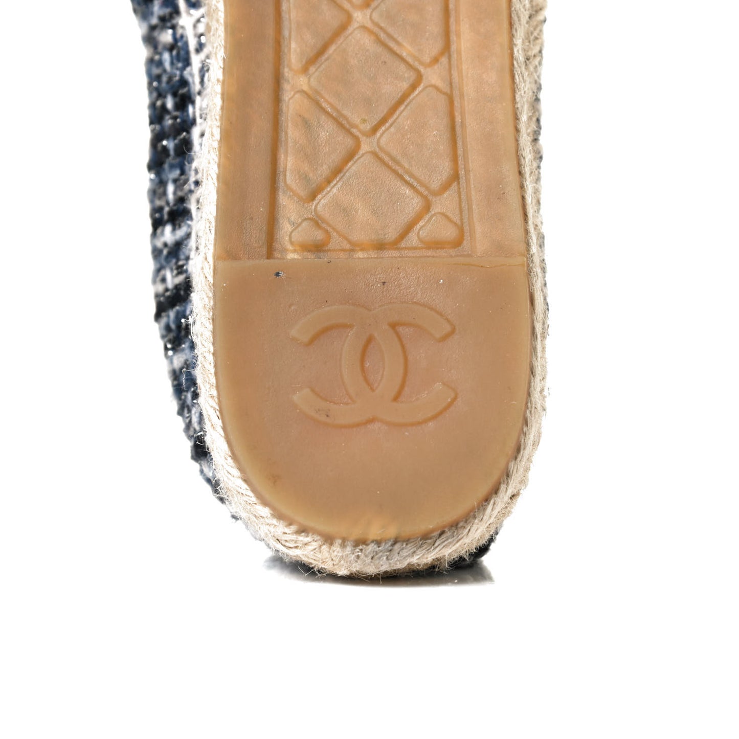 Metallic Tweed Lambskin CC Espadrilles 38 Blue Black Silver