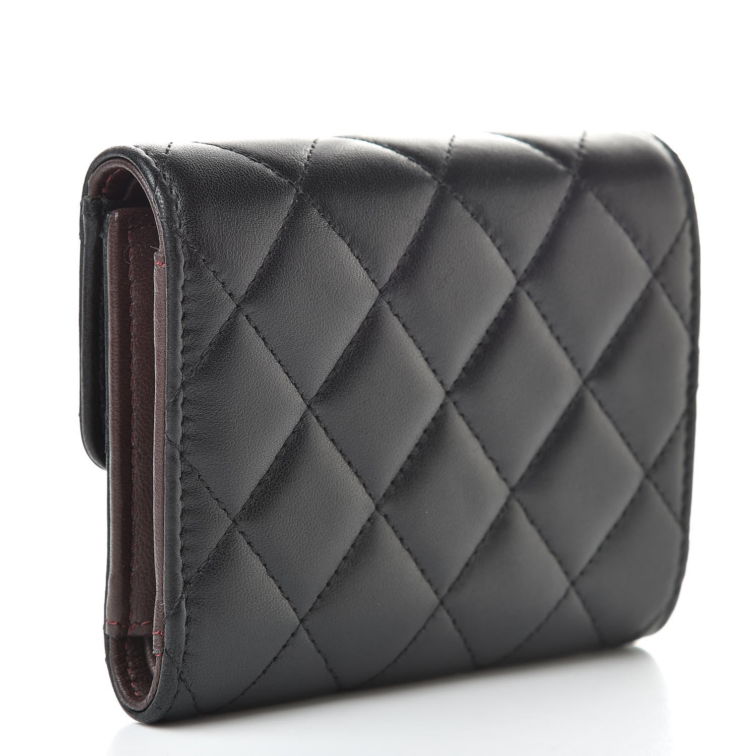 Chanel Lambskin Quilted Compact Flap Wallet Black 3 of 10