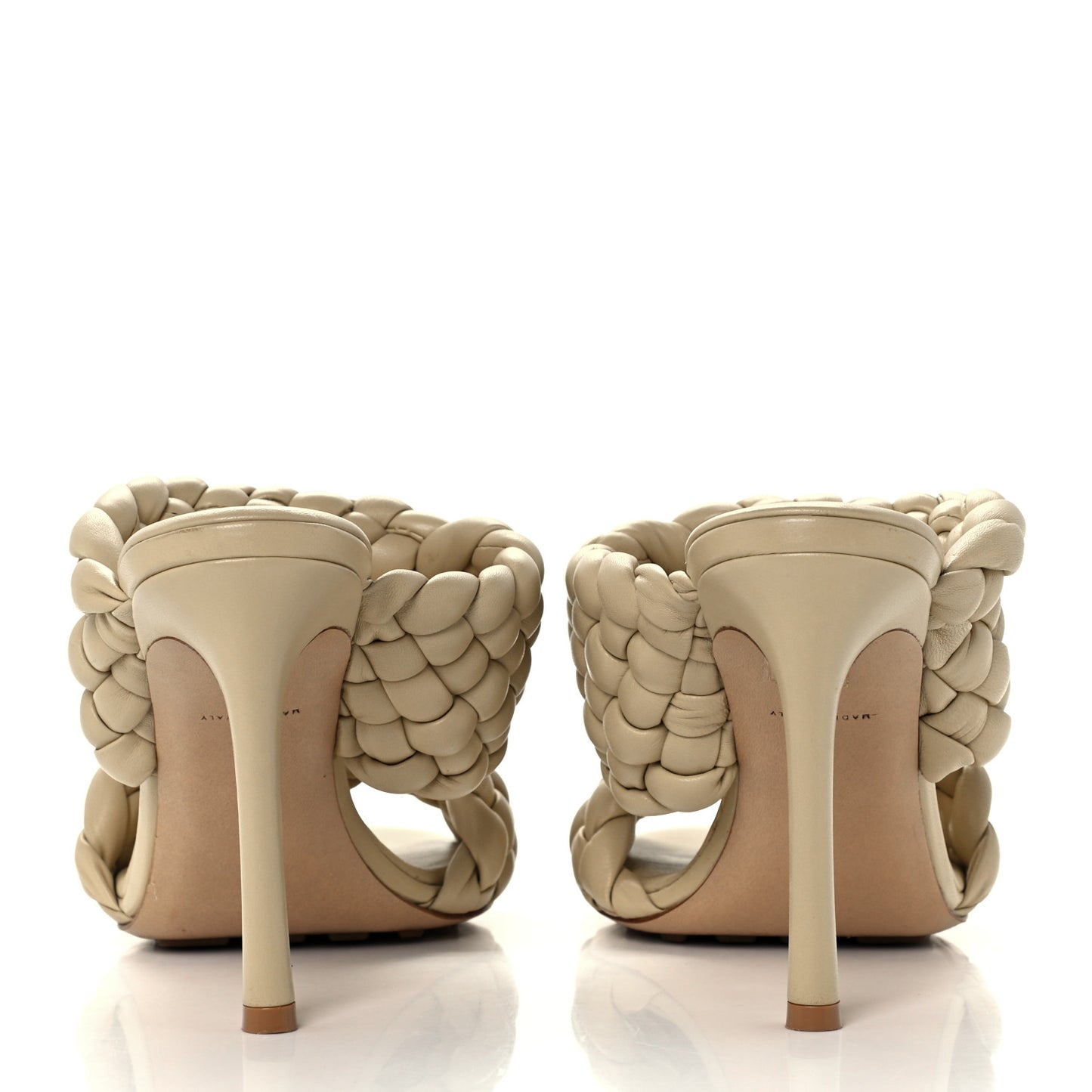 Nappa Twisted Padded Intrecciato Curve Slide Sandals 40 Tapioca