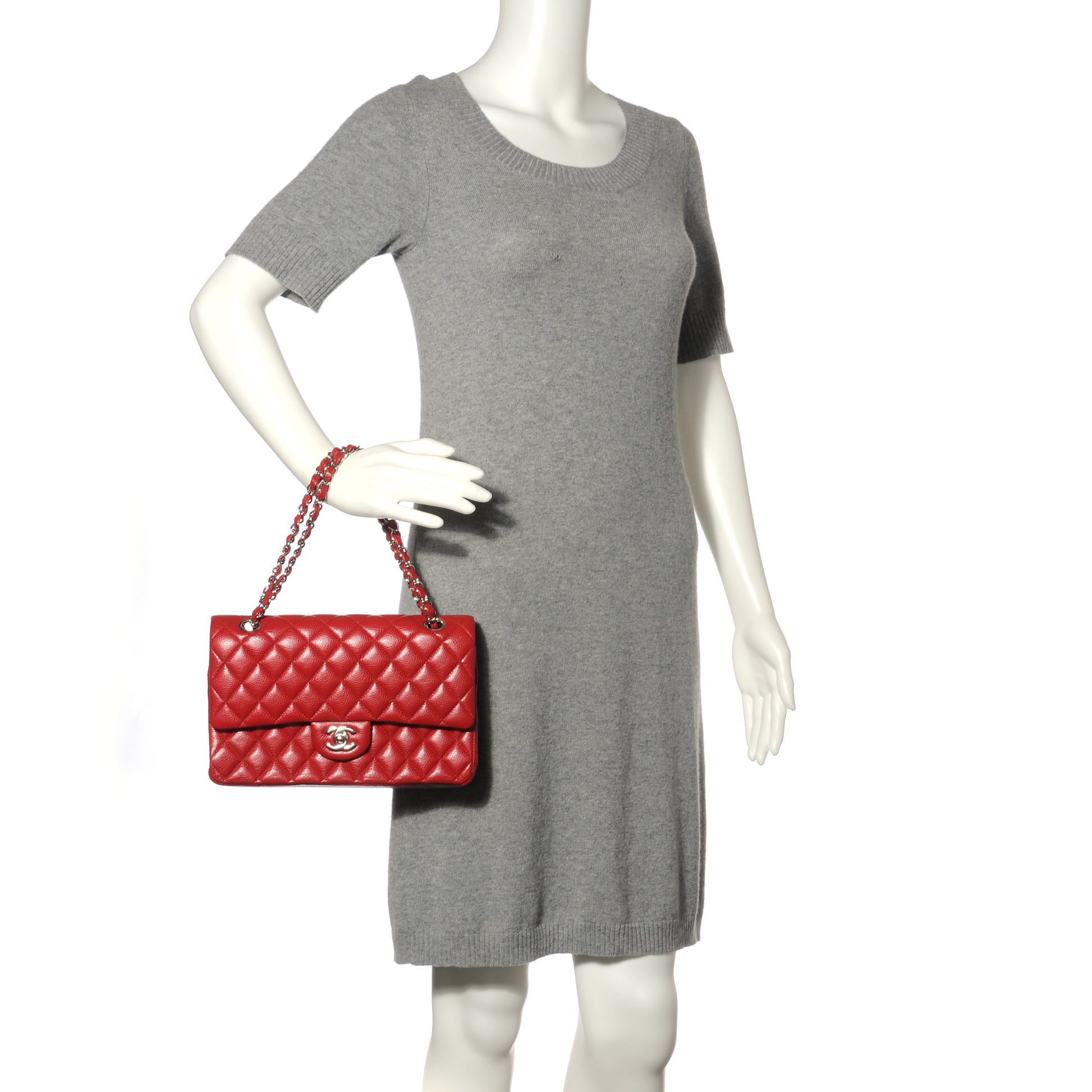 Chanel Caviar Quilted Medium Double Flap Red 2 of 10