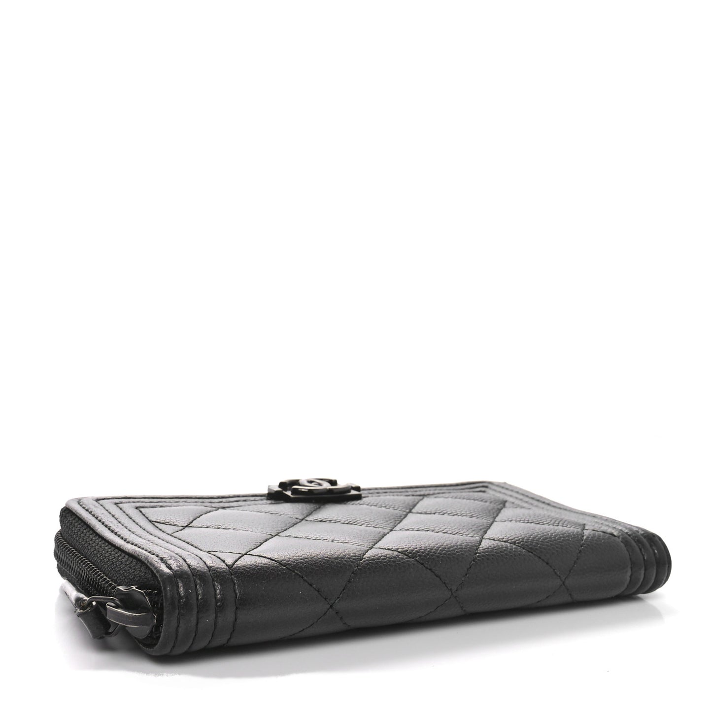 Caviar Quilted Small Boy Zip Around Wallet So Black