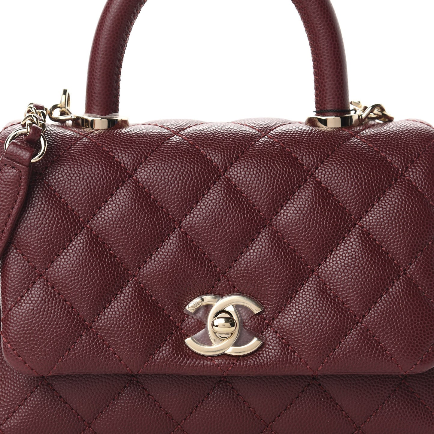 Caviar Quilted Extra Mini Coco Handle Flap Burgundy
