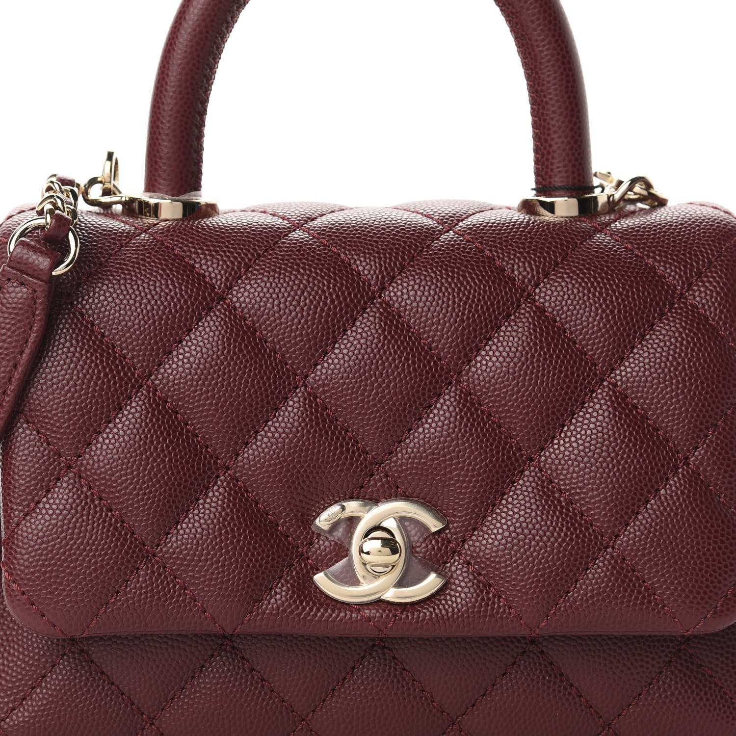 Chanel Caviar Quilted Extra Mini Coco Handle Flap Burgundy 10 of 10