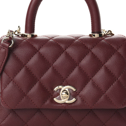 Chanel Caviar Quilted Extra Mini Coco Handle Flap Burgundy 10 of 10