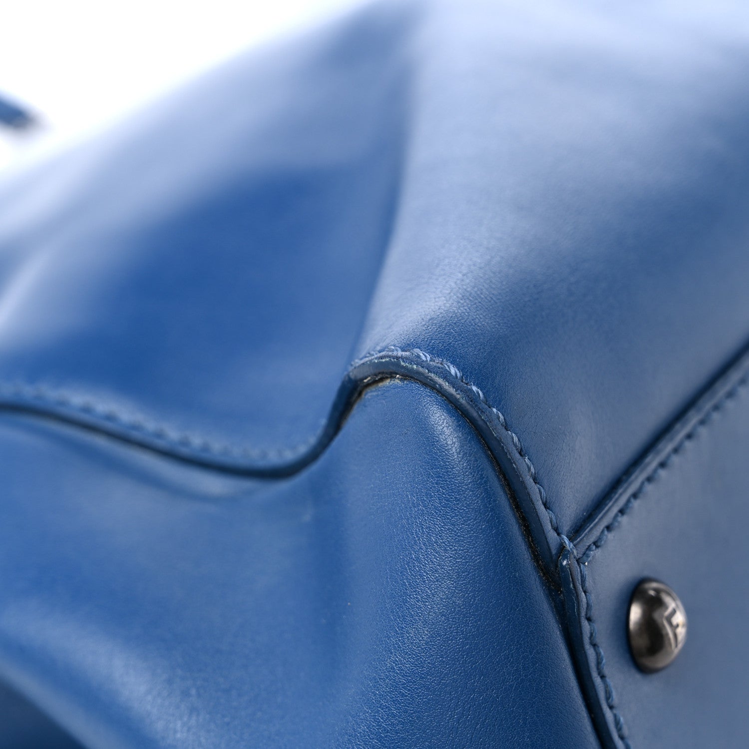 Fendi Vitello Suede Large Peekaboo Iconic Satchel Blue Marine 9 of 17