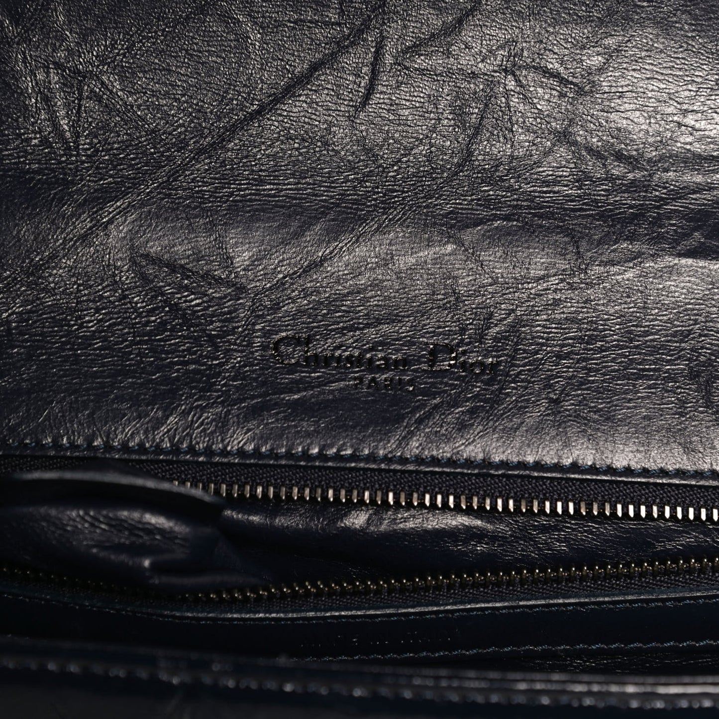 Crinkled Lambskin Cannage Medium Diorama Flap Bag Navy