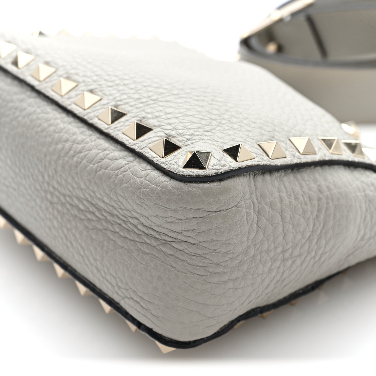 Valentino Garavani Pebbled Calfskin Mini Rockstud Flip-Lock Messenger Bag Pastel Grey 9 of 9