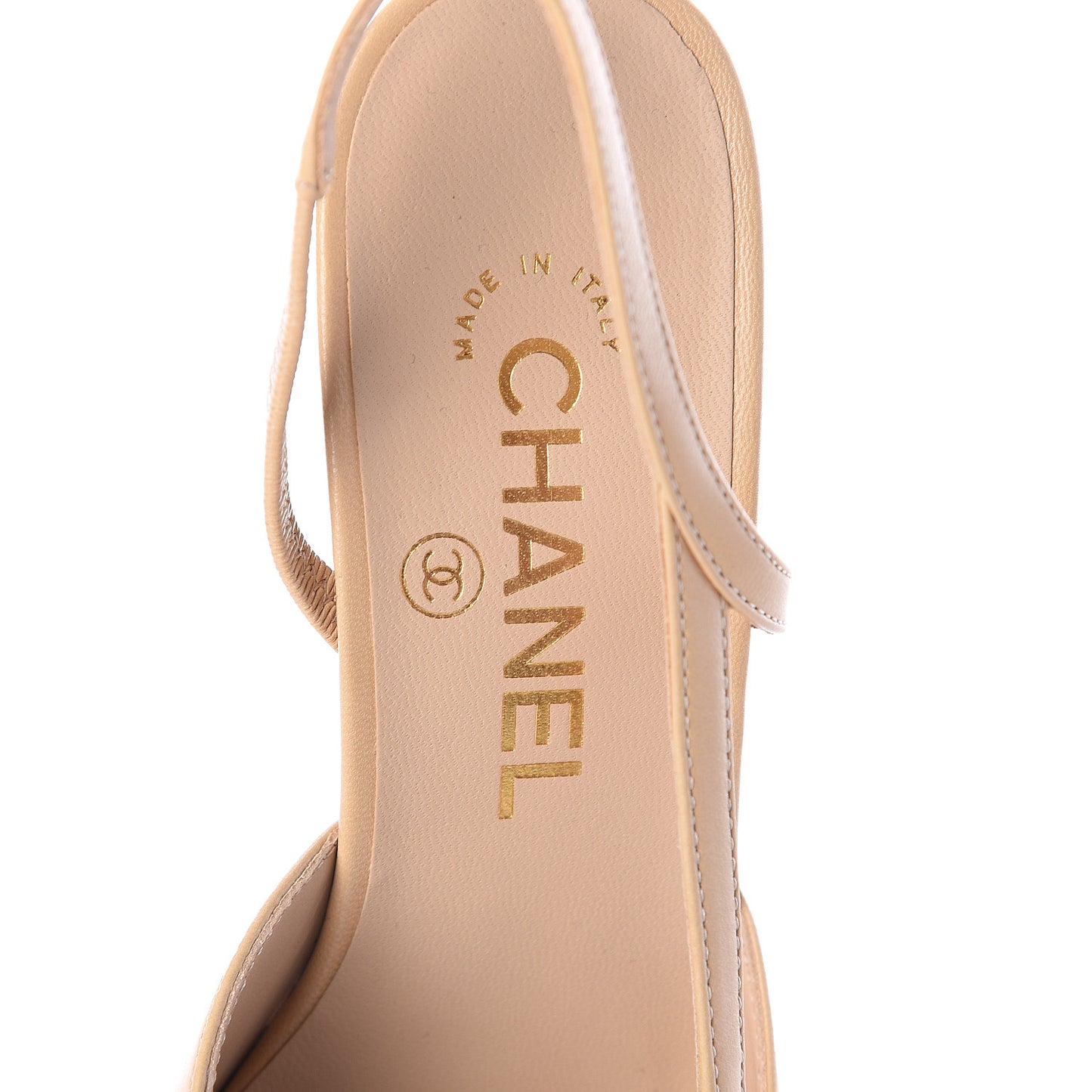 Goatskin Grosgrain Cap Toe CC Slingback Pumps 36 Beige Black
