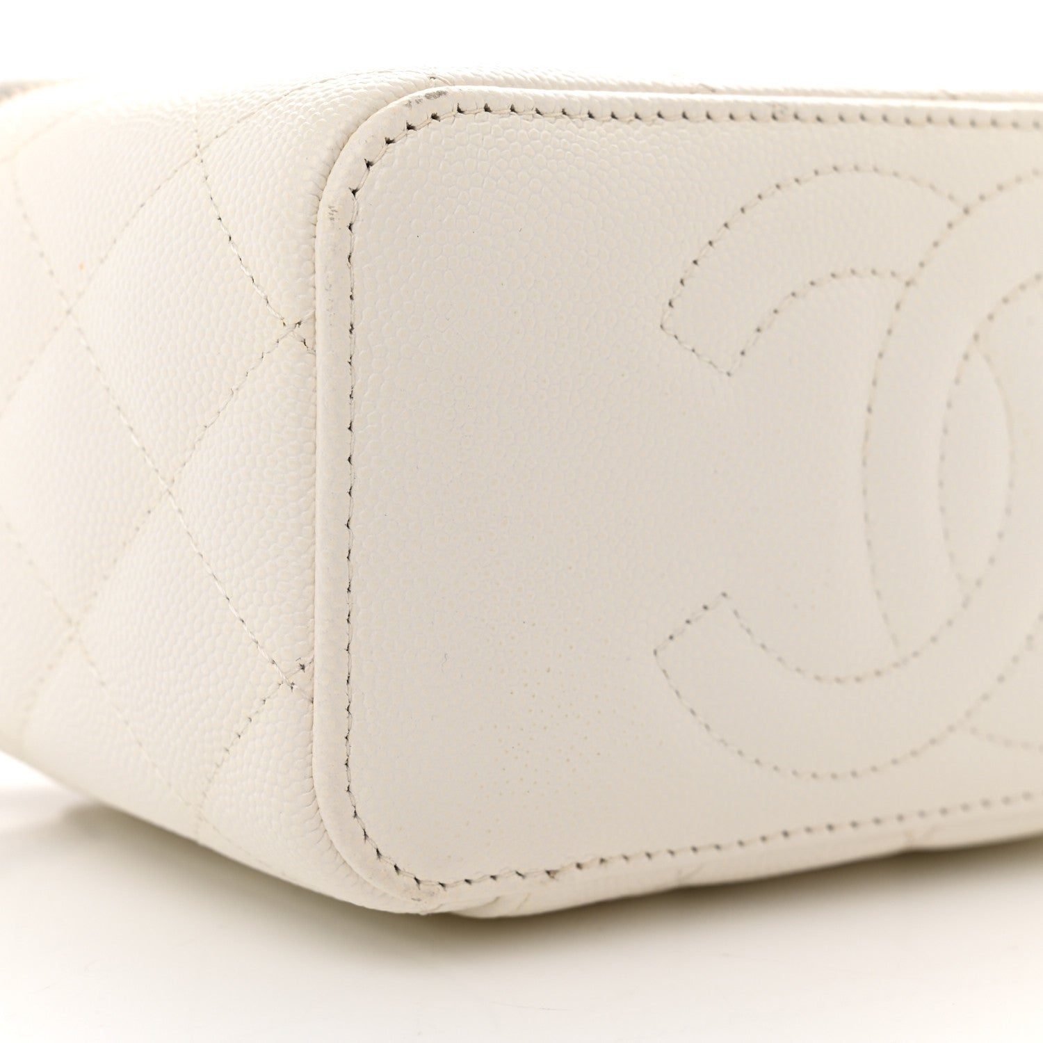 Chanel Caviar Quilted Small Vanity Case With Chain White 9 of 15