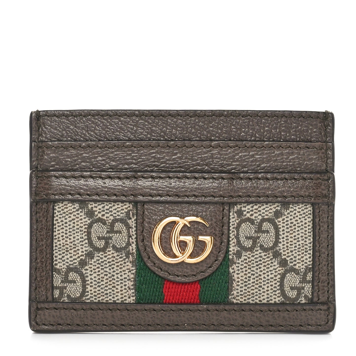 GG Supreme Monogram Ophidia Card Holder Brown