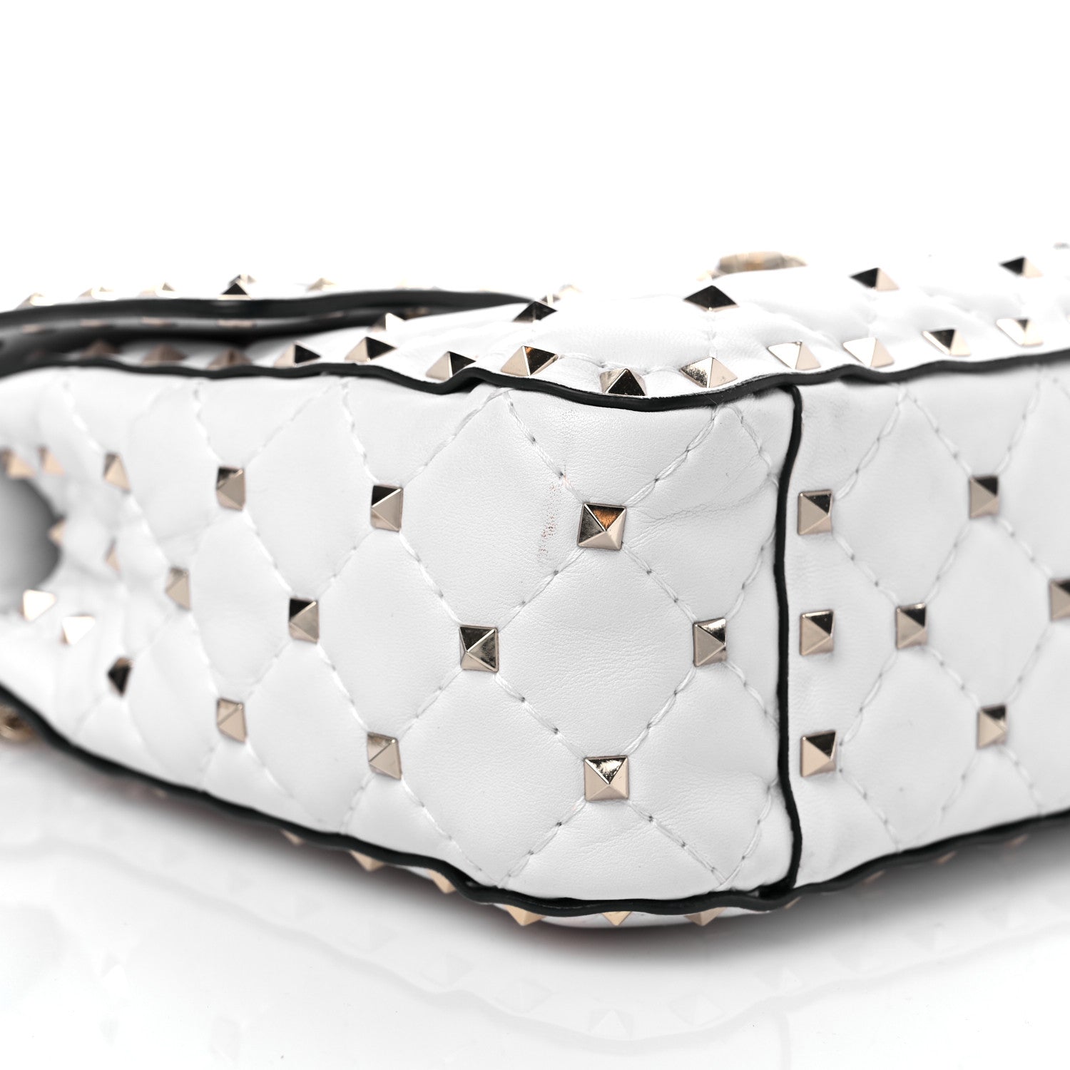 Valentino Garavani Lambskin VLTN Print Medium Rockstud Spike Shoulder Bag Optic White Black 6 of 8