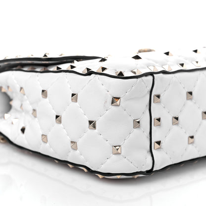 Valentino Garavani Lambskin VLTN Print Medium Rockstud Spike Shoulder Bag Optic White Black 6 of 8