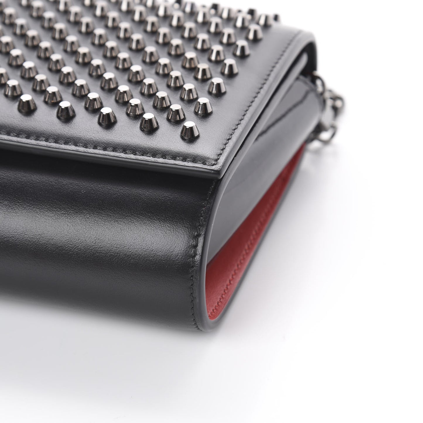 Calfskin Patent Spikes Paloma Clutch Black