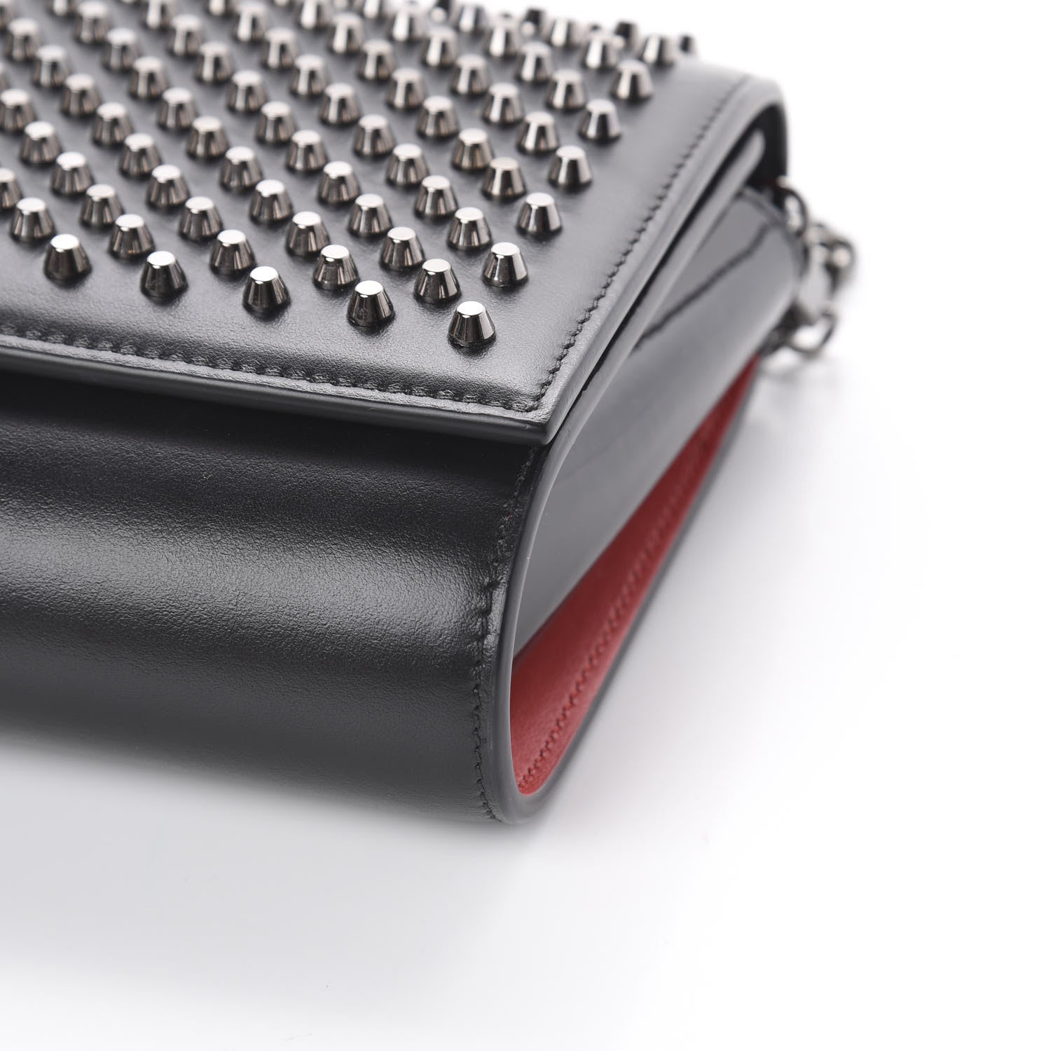 Christian Louboutin Calfskin Patent Spikes Paloma Clutch Black 6 of 8