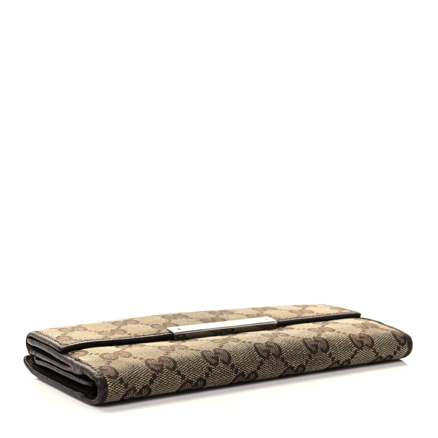 Monogram Metal Bar Continental Flap Wallet Beige Ebony Dark Brown