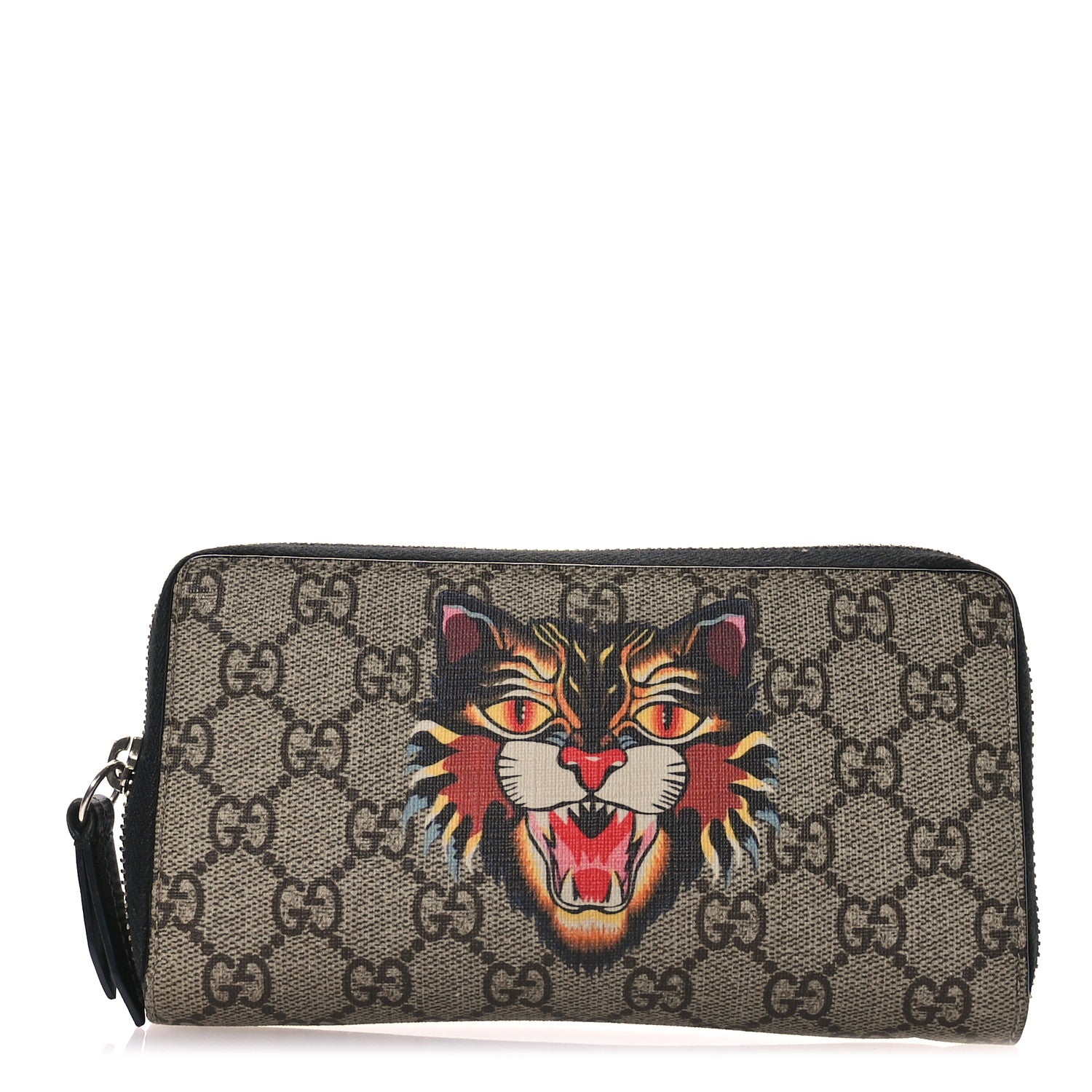Gucci GG Supreme Monogram Angry Cat Zip Around Wallet 1 of 7