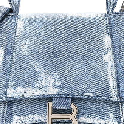 Balenciaga Nappa Denim Printed Small Hourglass Top Handle Bag Denim Blue 9 of 11