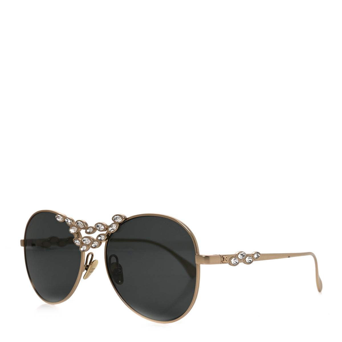 Chanel Metal Crystal Sparkling Wheat Round Sunglasses 71582 Gold 1 of 7